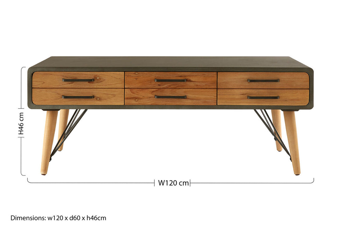 Trinity Coffee Table With Six Drawers