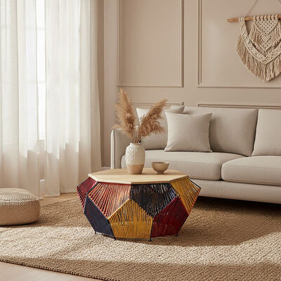 Fusion Multicoloured Woven Hexagon Coffee Table