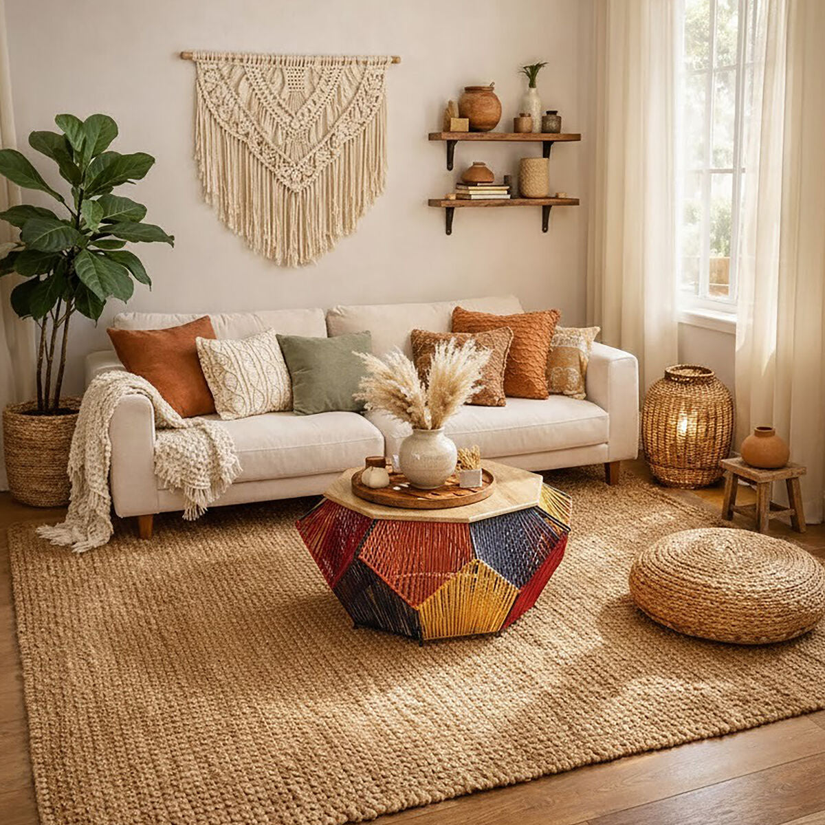 Fusion Multicoloured Woven Hexagon Coffee Table