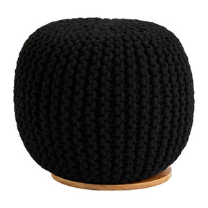 Fusion Black Woven Pouffe