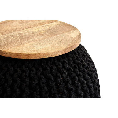 Fusion Black Woven Pouffe