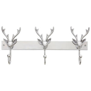 Arris Silver Nickel Finish Stag Head Wall Mounted Hanger