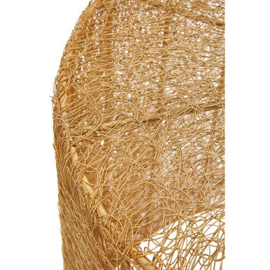 Set of 2 Gold Finish Open Weave Mesh Round Side Tables, Templar