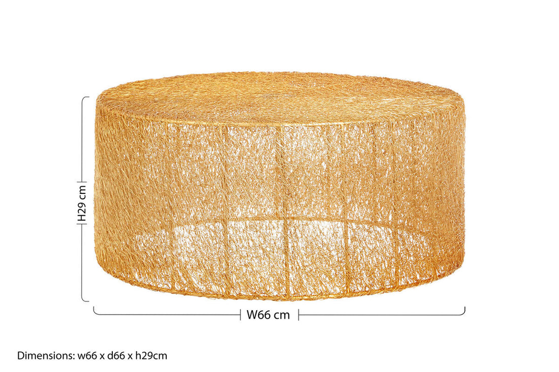 Gold Circular Iron Coffee Table with Gold Finish Vertical Line Frame, Templar