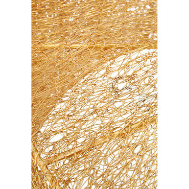 Gold Circular Iron Coffee Table with Gold Finish Vertical Line Frame, Templar