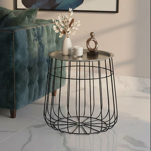Templar Silver and Black Wire Detail Tray Side Table