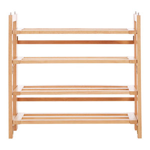 Arla Natural Tropical Hevea Wood 4 Tier Folding Shoe Rack