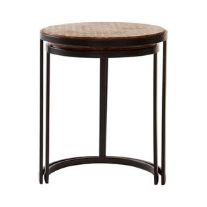 Halle Natural Wooden Chevron Set of 2 Nesting Side Tables