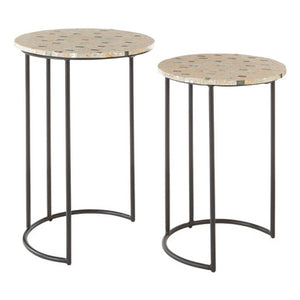 Halle Set of Two Mother Of Pearl Nesting Side Tables