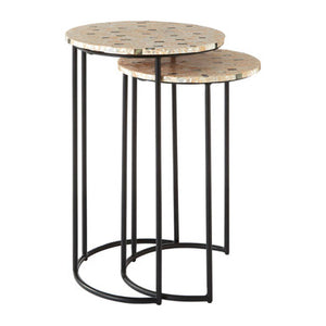Halle Set of Two Mother Of Pearl Nesting Side Tables
