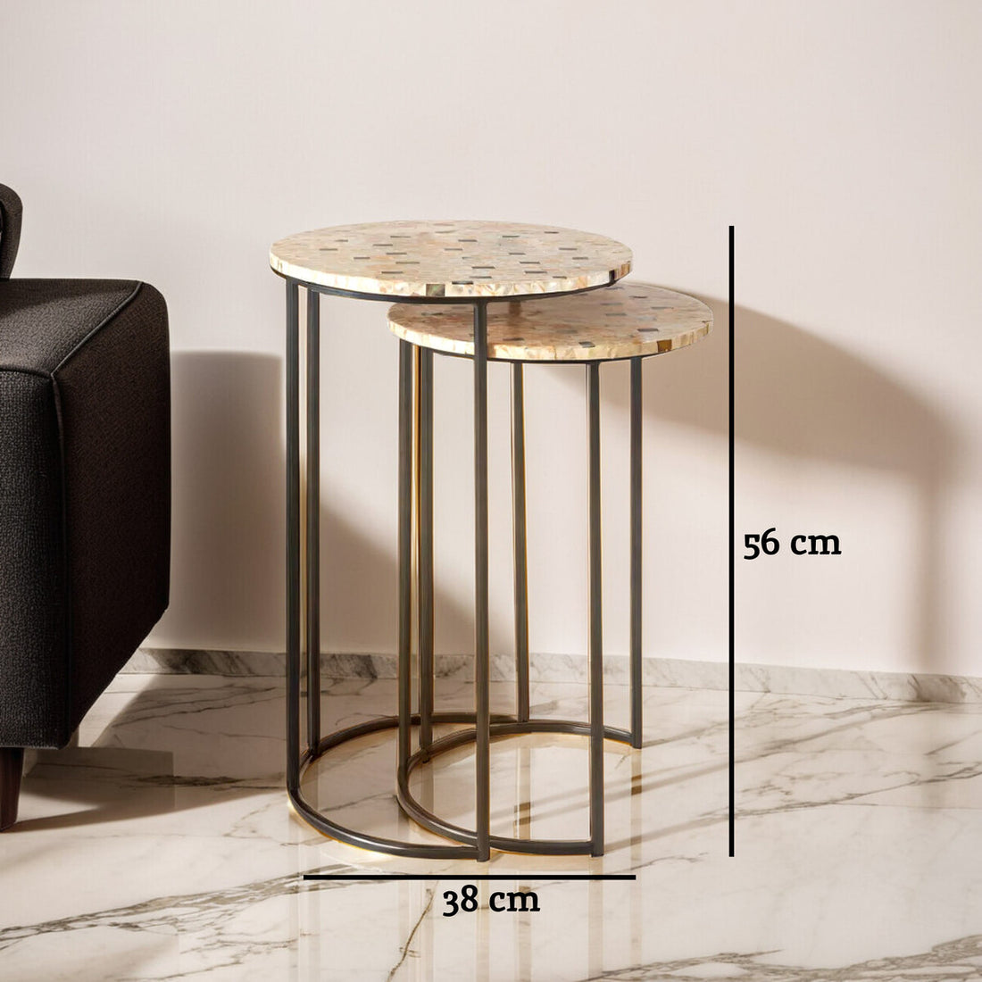 Halle Set of Two Mother Of Pearl Nesting Side Tables - image 11