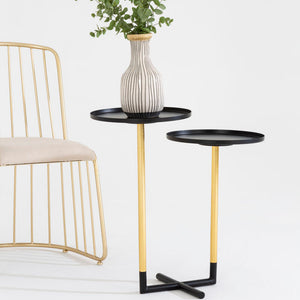 Halle Black and Gold 2 Tier Side Table