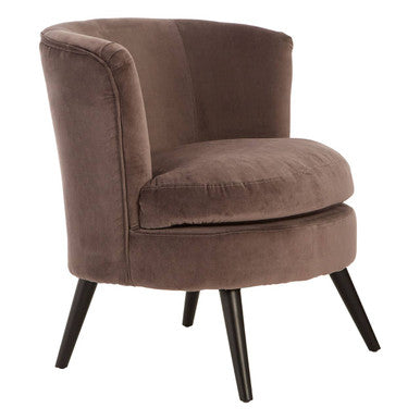 Regents Park Round Grey Velvet Plush Armchair
