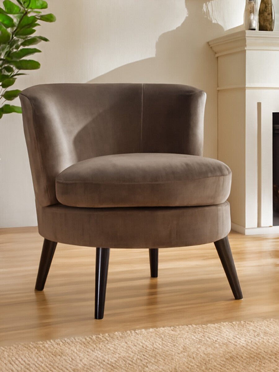 Plush Round Grey Velvet Curved Chair - image 6
