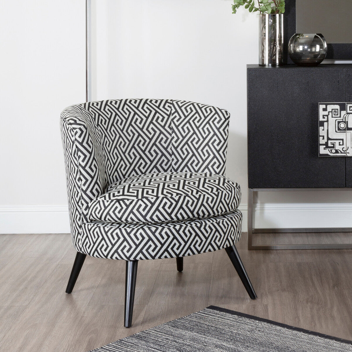 Regent Park Greek Key Design Round Accent Chair