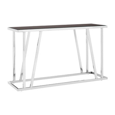 Ackley Silver Console Table With Black Glass