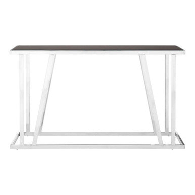 Ackley Silver Console Table With Black Glass