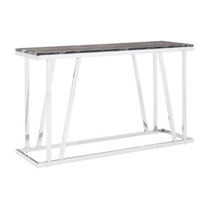 Ackley Silver Console Table With Black Marble Top
