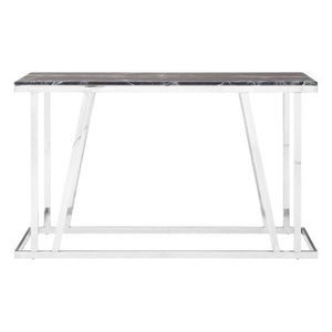 Ackley Silver Console Table With Black Marble Top