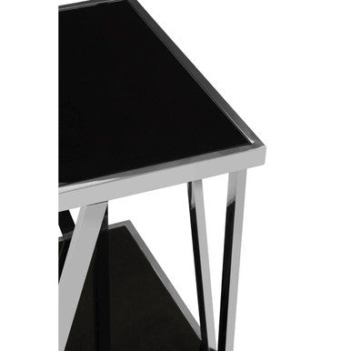 Ackley Silver Square Side Table With Black Glass - image 3