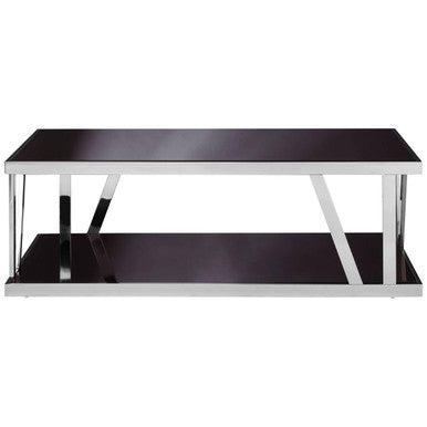 Ackley Silver Coffee Table With Black Glass