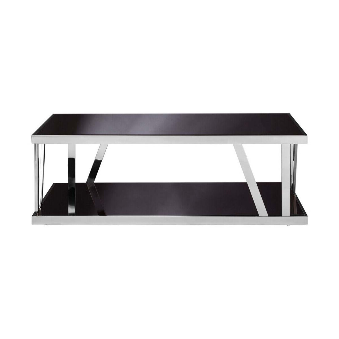 Ackley Silver Coffee Table with Black Glass