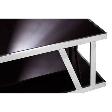 Ackley Silver Coffee Table With Black Glass - image 7