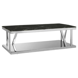 Ackley Silver Coffee Table With Marble Top
