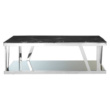 Ackley Silver Coffee Table With Marble Top
