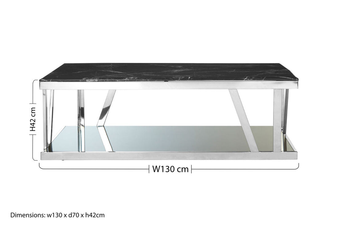 Ackley Silver Coffee Table With Marble Top - image 8