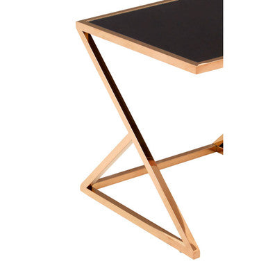 Ackley Rose Gold Finish Set Of 3 Nesting Tables With Black Glass - image 8