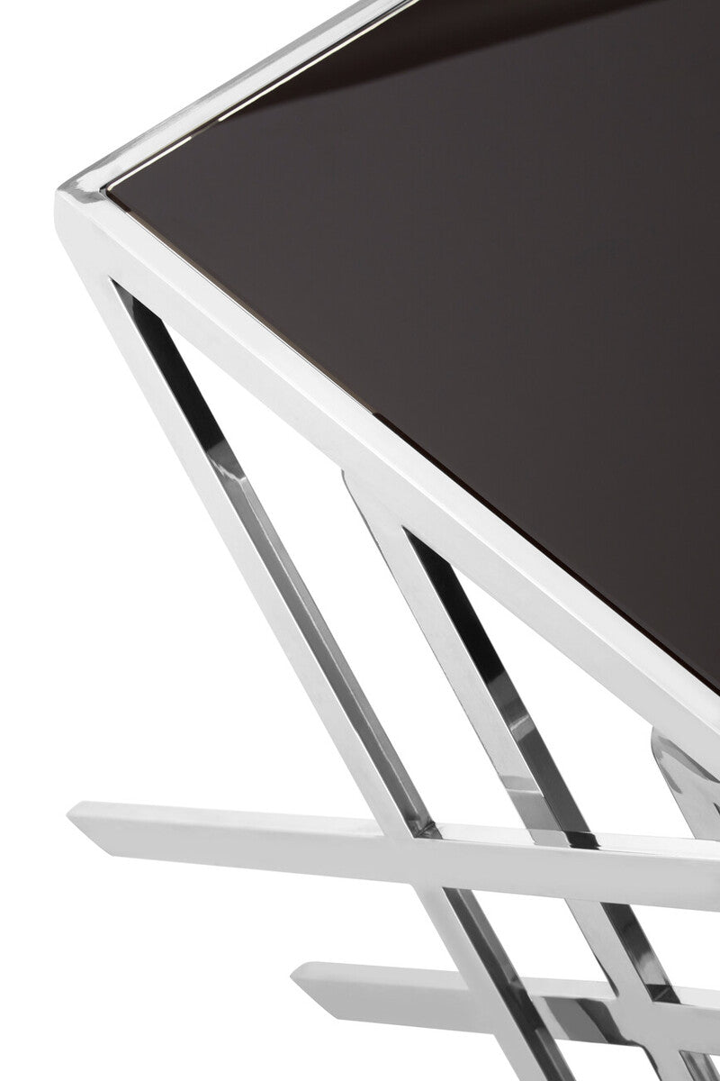 Ackley Nest of 3 Chrome Tables with Black Glass