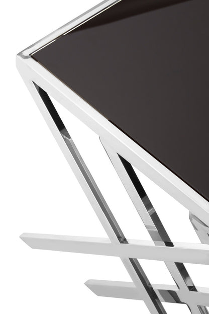 Ackley Nest of 3 Chrome Tables with Black Glass