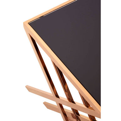 Ackley Rose Gold Set Of 3 Nesting Tables With Black Glass