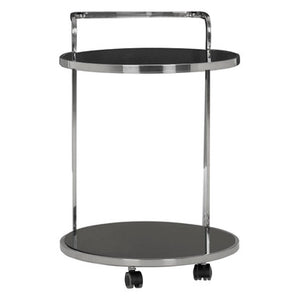 Ackley 2 Tier Silver Drinks Trolley With Black Glass