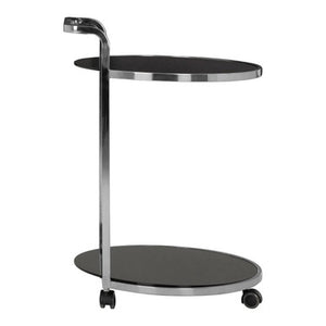Ackley 2 Tier Silver Drinks Trolley With Black Glass