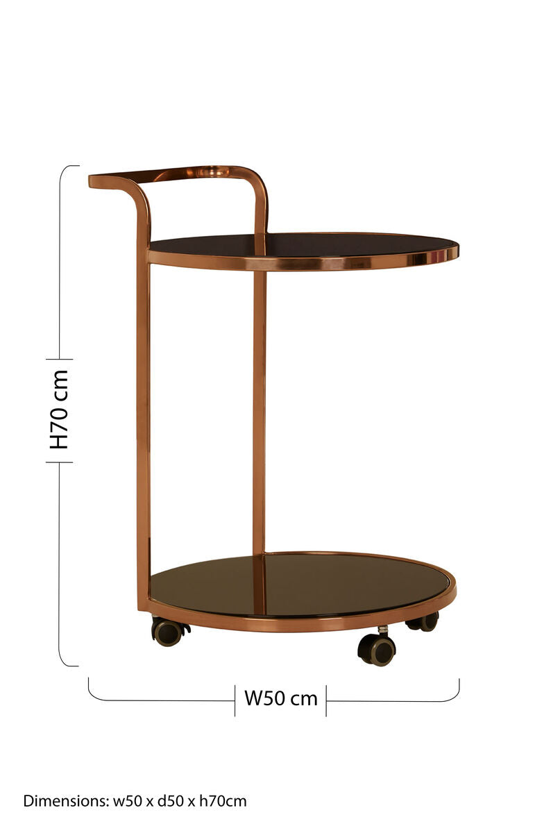 Ackley 2 Tier Rose Gold Finish Drinks Trolley