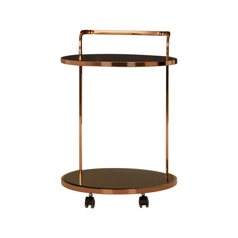 Ackley 2 Tier Rose Gold Finish Drinks Trolley