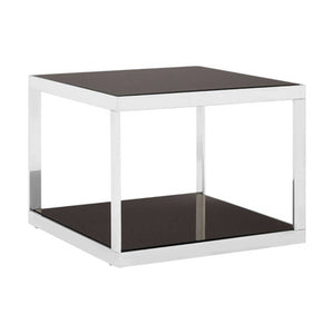 Ackley Silver Square Coffee Table With Black Glass