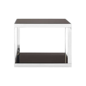 Ackley Silver Square Coffee Table With Black Glass