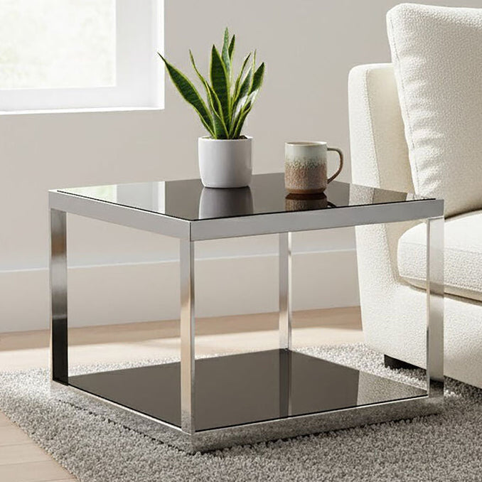 Shop Ackley Silver Square Coffee Table with Black Glass from Orsina