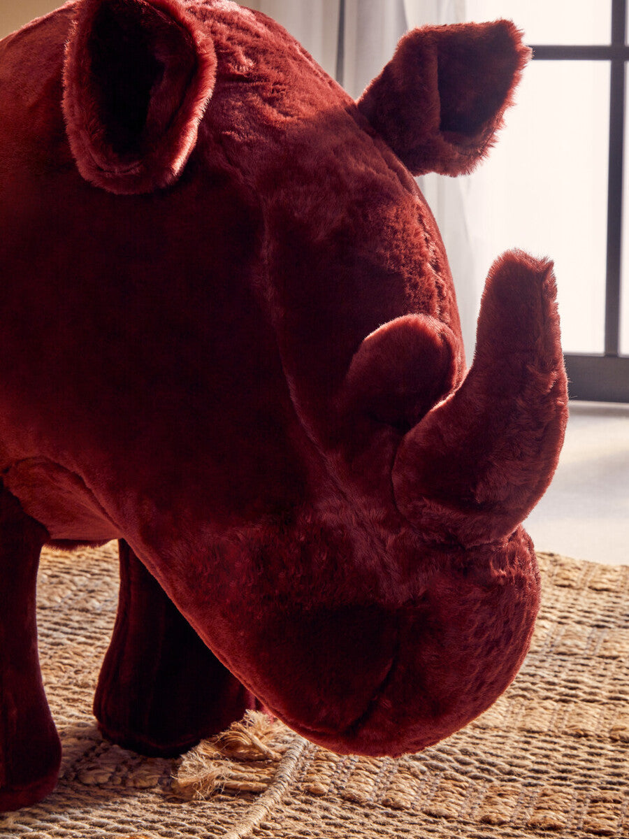 Jungle Safari Kids Maroon Rhino Animal Stool