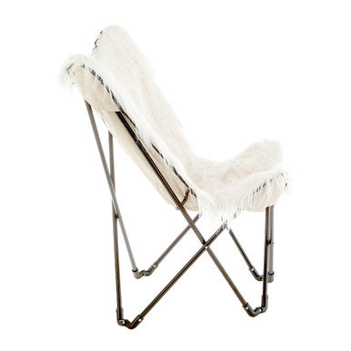 Sienna White Faux Fur Butterfly Chair