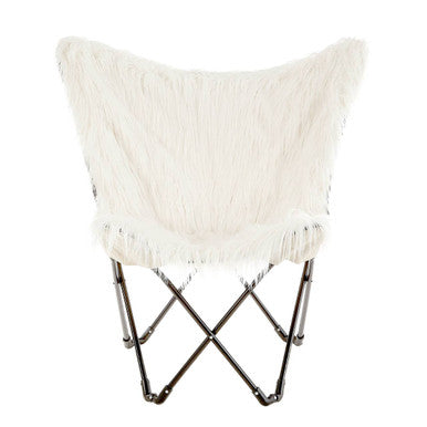 Sienna White Faux Fur Butterfly Chair