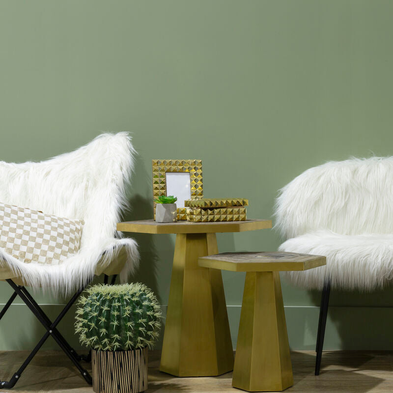 Sienna White Faux Fur Butterfly Chair