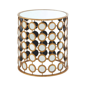 Zariah Gold Finish Mirror Side Table