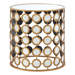 Zariah Gold Finish and Mirrored Round Side Table