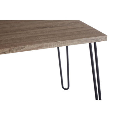 Natural Nordic Wood Effect Veneer Top Dining Table with Black Metal Hairpin Legs, Borough