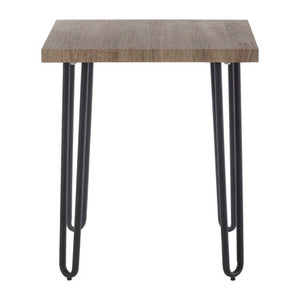 Borough Wooden Top Side Table With Hairpin Metal Legs