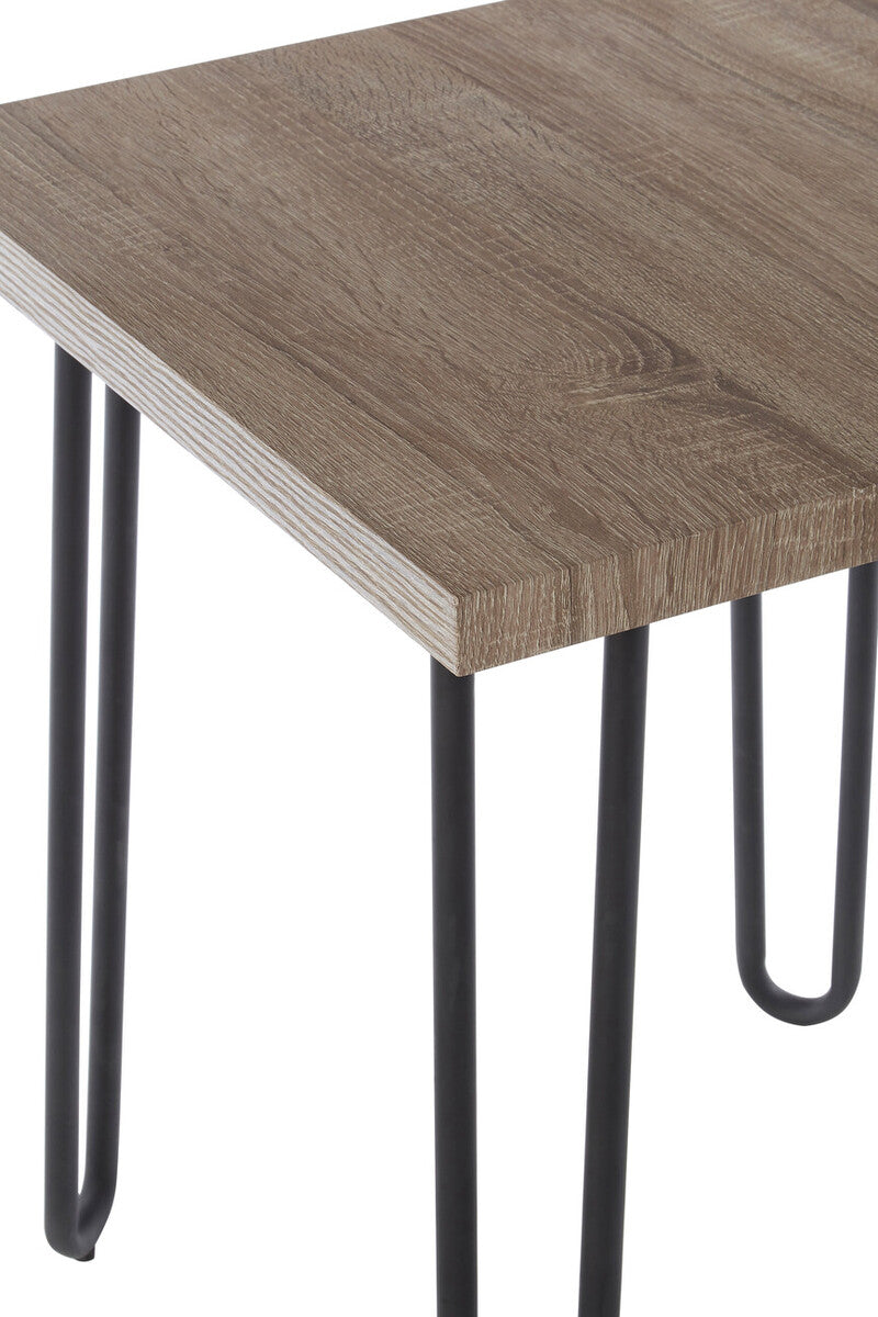 Borough Wooden Top Side Table With Hairpin Metal Legs